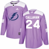 Youth Adidas Tampa Bay Lightning #24 Ryan Callahan Authentic Purple Fights Cancer Practice NHL Jersey