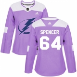 Women's Adidas Tampa Bay Lightning #64 Matthew Spencer Authentic Purple Fights Cancer Practice NHL Jersey