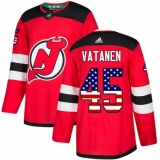 Men's Adidas New Jersey Devils #45 Sami Vatanen Authentic Red USA Flag Fashion NHL Jersey
