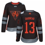 Women's Adidas Team North America #13 Johnny Gaudreau Authentic Black Away 2016 World Cup of Hockey Jersey