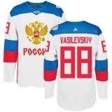 Men's Adidas Team Russia #88 Andrei Vasilevskiy Authentic White Home 2016 World Cup of Hockey Jersey
