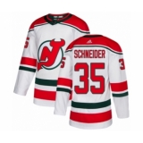 Men's Adidas New Jersey Devils #35 Cory Schneider Authentic White Alternate NHL Jersey