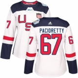 Women's Adidas Team USA #67 Max Pacioretty Authentic White Home 2016 World Cup Hockey Jersey