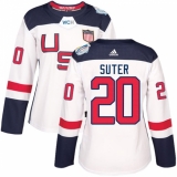 Women's Adidas Team USA #20 Ryan Suter Authentic White Home 2016 World Cup Hockey Jersey