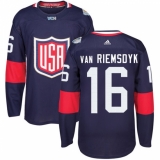 Youth Adidas Team USA #16 James van Riemsdyk Premier Navy Blue Away 2016 World Cup Ice Hockey Jersey