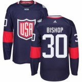 Youth Adidas Team USA #30 Ben Bishop Premier Navy Blue Away 2016 World Cup Ice Hockey Jersey