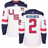 Youth Adidas Team USA #2 Matt Niskanen Authentic White Home 2016 World Cup Ice Hockey Jersey