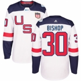 Men's Adidas Team USA #30 Ben Bishop Premier White Home 2016 World Cup Ice Hockey Jersey