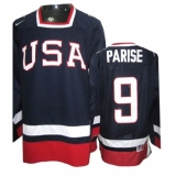 Men's Nike Team USA #9 Zach Parise Authentic Navy Blue 2010 Olympic Hockey Jersey