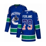 Men's Vancouver Canucks #79 Michael Ferland Authentic Blue USA Flag Fashion Hockey Jersey