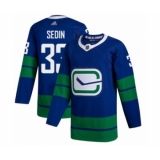 Men's Vancouver Canucks #33 Henrik Sedin Authentic Royal Blue Alternate Hockey Jersey