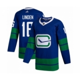 Men's Vancouver Canucks #16 Trevor Linden Authentic Royal Blue Alternate Hockey Jersey