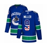 Men's Vancouver Canucks #9 J.T. Miller Authentic Blue USA Flag Fashion Hockey Jersey