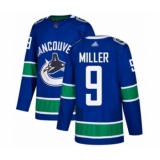 Men's Vancouver Canucks #9 J.T. Miller Authentic Blue Home Hockey Jersey
