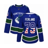 Women's Vancouver Canucks #79 Michael Ferland Authentic Blue USA Flag Fashion Hockey Jersey
