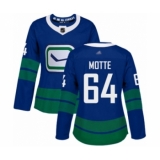 Women's Vancouver Canucks #64 Tyler Motte Authentic Royal Blue Alternate Hockey Jersey