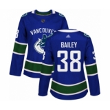 Women's Vancouver Canucks #38 Justin Bailey Authentic Blue Home Hockey Jersey