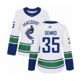 Women's Vancouver Canucks #35 Thatcher Demko Authentic White Away Hockey Jersey