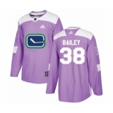 Youth Vancouver Canucks #38 Justin Bailey Authentic Purple Fights Cancer Practice Hockey Jersey