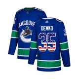 Youth Vancouver Canucks #35 Thatcher Demko Authentic Blue USA Flag Fashion Hockey Jersey