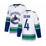 Youth Vancouver Canucks #4 Jordie Benn Authentic White Away Hockey Jersey