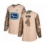 Youth Vancouver Canucks #4 Jordie Benn Authentic Camo Veterans Day Practice Hockey Jersey