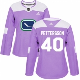 Women's Adidas Vancouver Canucks #40 Elias Pettersson Purple Authentic Fights Cancer Stitched NHL Jersey