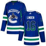 Men's Adidas Vancouver Canucks #16 Trevor Linden Authentic Blue Drift Fashion NHL Jersey