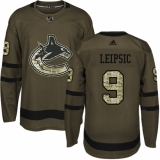 Youth Adidas Vancouver Canucks #9 Brendan Leipsic Premier Green Salute to Service NHL Jersey