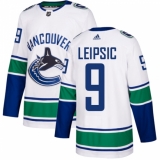 Youth Adidas Vancouver Canucks #9 Brendan Leipsic Authentic White Away NHL Jersey