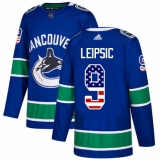 Youth Adidas Vancouver Canucks #9 Brendan Leipsic Authentic Blue USA Flag Fashion NHL Jersey