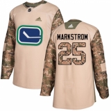Youth Adidas Vancouver Canucks #25 Jacob Markstrom Authentic Camo Veterans Day Practice NHL Jersey