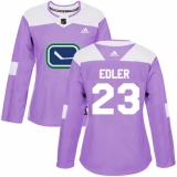 Women's Adidas Vancouver Canucks #23 Alexander Edler Authentic Purple Fights Cancer Practice NHL Jersey