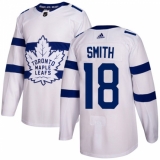 Men's Adidas Toronto Maple Leafs #18 Ben Smith Authentic White 2018 Stadium Series NHL Jersey