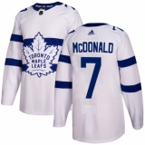 Youth Adidas Toronto Maple Leafs #7 Lanny McDonald Authentic White 2018 Stadium Series NHL Jersey