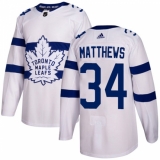 Youth Adidas Toronto Maple Leafs #34 Auston Matthews Authentic White 2018 Stadium Series NHL Jersey