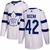 Men's Adidas Toronto Maple Leafs #42 Tyler Bozak Authentic White 2018 Stadium Series NHL Jersey