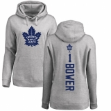 NHL Women's Adidas Toronto Maple Leafs #1 Johnny Bower Ash Backer Pullover Hoodie