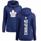 NHL Women's Adidas Toronto Maple Leafs #40 Garret Sparks Royal Blue Backer Pullover Hoodie