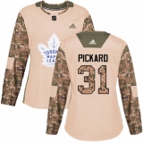 Women's Adidas Toronto Maple Leafs #31 Calvin Pickard Authentic Camo Veterans Day Practice NHL Jersey