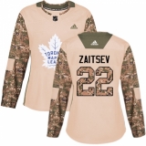 Women's Adidas Toronto Maple Leafs #22 Nikita Zaitsev Authentic Camo Veterans Day Practice NHL Jersey