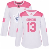 Women's Adidas Toronto Maple Leafs #13 Mats Sundin Authentic White/Pink Fashion NHL Jersey
