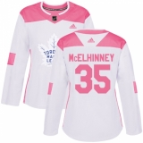 Women's Adidas Toronto Maple Leafs #35 Curtis McElhinney Authentic White/Pink Fashion NHL Jersey