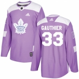 Youth Adidas Toronto Maple Leafs #33 Frederik Gauthier Authentic Purple Fights Cancer Practice NHL Jersey