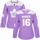 Women's Adidas Toronto Maple Leafs #16 Mitchell Marner Authentic Purple Fights Cancer Practice NHL Jersey