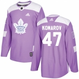 Men's Adidas Toronto Maple Leafs #47 Leo Komarov Authentic Purple Fights Cancer Practice NHL Jersey