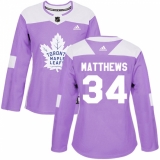 Women's Adidas Toronto Maple Leafs #34 Auston Matthews Authentic Purple Fights Cancer Practice NHL Jersey