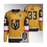 Men's Vegas Golden Knights #33 Adin Hill Gold 2023 Stanley Cup Champions Stitched Jersey