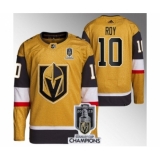 Men's Vegas Golden Knights #10 Nicolas Roy Gold 2023 Stanley Cup Champions Stitched Jersey