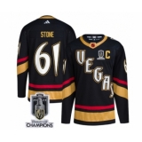 Men's Vegas Golden Knights #61 Mark Stone Black 2023 Stanley Cup Champions Reverse Retro Stitched Jersey
